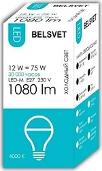 Лампочка Belsvet LED-M A60 12 W 4000 К Е27