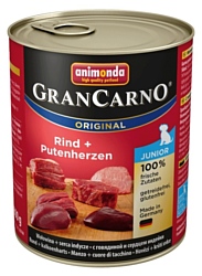 Animonda (0.8 кг) 1 шт. GranCarno Fleisch pur Junior с говядиной и сердцем индейки