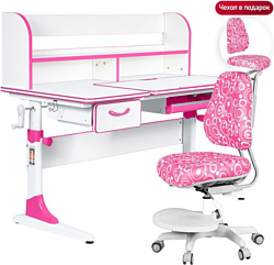 Anatomica Study-120 Lux + надстройка + органайзер + ящик с розовым креслом Ragenta с пузырями (белый/розовый)
