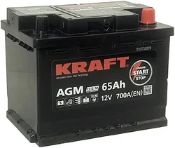 Автомобильный аккумулятор KRAFT AGM R+ (65Ah)