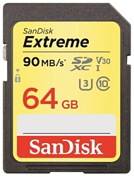 SanDisk Extreme SDXC UHS Class 3 V30 90MB/s 64GB