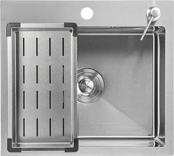 Кухонная мойка Saniteco 5045 (с сифоном, дозатором и коландером)