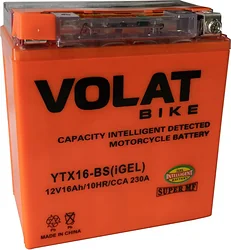 Аккумулятор для мотоцикла VOLAT YTX16-BS(iGEL) L+ (16Ah)