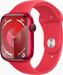 Apple Watch Series 9 45 мм (алюминиевый корпус, красный/красный, спортивный силиконовый ремешок M/L)