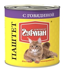 Четвероногий Гурман Паштет с говядиной для кошек (0.1 кг) 1 шт.