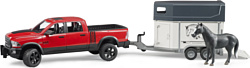 Bruder RAM 2500 Power Wagon with horse trailer and horse 02501