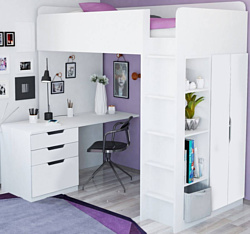 Polini Kids Simple с письменным столом и шкафом (белый)