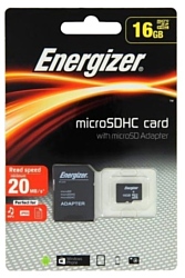 Energizer microSDHC Class 10 20MB/s 16GB + SD adapter