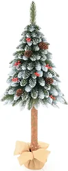 Новогодняя елка Erbis Jodla 1.4 м (заснеженная, с шишками и красными ягодами)