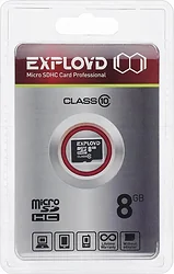 Карта памяти Exployd microSDHC 8GB EX008GCSDHC10-W/A-AD