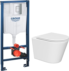 Унитаз Lauter Longer 2110822 + GROHE Rapid SL 38772001 с кнопкой (прямоугольная, хром)