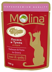 Molina Пауч для кошек Лосось и тунец в соусе (0.1 кг) 1 шт.