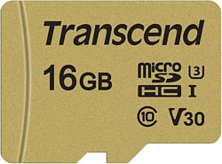 Transcend microSDHC 500S 16GB + адаптер