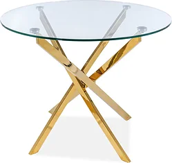 Кухонный стол Signal Agis AGISZL90 (прозрачный/золотой, d90) Кухонный стол Signal Agis AGISZL90 (прозрачный/золотой, d90)