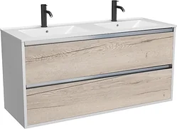 Тумба под умывальник ЗОВ  Парма 120 P120LWP0MWHMC1A-OL120 (белый/белый галифакс)