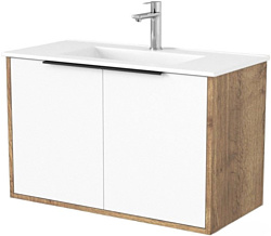 Тумба под умывальник Дабер 018 WeltWasser Deilbach 7517-80 Т18.8W.0.21Ч (дуб галифакс/белый/ручка черная)