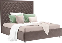 Кровать Мебель-АРС Мишель 140 (бархат серо-шоколадный Star Velvet 60 Coffee)