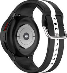 Rumi Sport Line силиконовый для Samsung Galaxy Watch4/5 (20 мм, черный/белый)