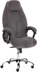 Кресло TetChair Boss Lux (флок, серый/серый перфорированный)