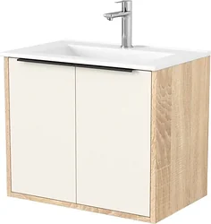 Тумба под умывальник Дабер 018 60 Т18.6.0.18Ч (бежевый/дуб бардолино/ручка черная)