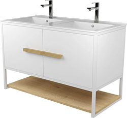 Тумба под умывальник Дабер 008 Т8.10.1.5 (белый/белый/дуб гамильтон натуральный)