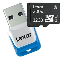 Lexar microSDHC Class 10 UHS Class 1 300x 32GB + USB 3.0 reader