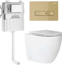 Унитаз Roxen Antares в комплекте с инсталляцией Attach 5 в 1 967102 (кнопка: брашированное золото)