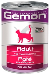 Gemon Паштет с говядиной для взрослых кошек (0.4 кг) 12 шт.