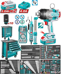Гайковерт TOTAL THPTCS82882 (с 2-мя АКБ, кейс, набор инструментов)