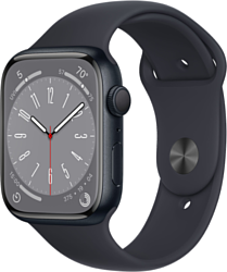 Apple Watch Series 8 45 мм (алюминиевый корпус, спортивный силиконовый ремешок)