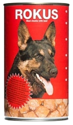 ROKUS Для собак мясные кусочки с говядиной консервы (1.25 кг) 1 шт.