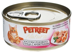 Petreet (0.07 кг) 1 шт. Natura Кусочки розового тунца с креветками