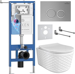 Унитаз Roxen Vine Tornado в комплекте с инсталляцией StounFix Dual Fresh 6 в 1 979010 (кнопка: хром матовый)