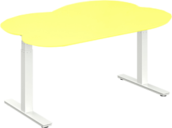 WellDesk двухмоторный, ДСП 28 мм, столешница в форме острова (желтый/белый)