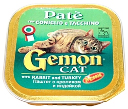 Gemon Паштет с кроликом и индейкой для взрослых кошек (0.1 кг) 1 шт.