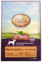 Nature's Table (0.8 кг) 10 шт. Для взрослых собак всех пород индейка с овощами сухой