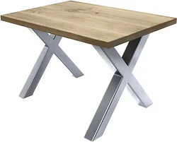 Кухонный стол Buro7 Икс 110 (классика, дуб беленый/серебро)