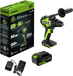 Дрель-шуруповерт Greenworks GD24DD90 24В