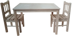 ВудГруппММ Набор стол 75x50 и два стула (натуральный)