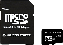 Silicon Power microSDHC 4GB Class 6 + SD Adapter