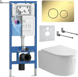 Унитаз Roxen Royal Matt в комплекте с инсталляцией StounFix Dual Fresh 6 в 1 868588 (кнопка: сатин матовая)