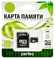 Perfeo microSDHC Class 4 4GB + SD adapter