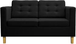 Прямой диван Brioli Дилли клетка Д двухместный (рогожка, J22 графит/светлые ножки)