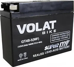 Аккумулятор для мотоцикла VOLAT GT4B-5(MF) R+ (2.5Ah) Аккумулятор для мотоцикла VOLAT GT4B-5(MF) R+ (2.5Ah)