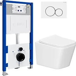 Унитаз Lauter Square 214903 с кнопкой 219702E (круглая, белый) Унитаз Lauter Square 214903 с кнопкой 219702E (круглая, белый)