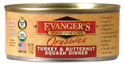 Evanger's Organic Turkey & Butternut Squash Dinner консервы для кошек (0.156 кг) 1 шт.
