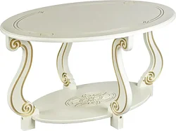 Журнальный столик Мебелик Овация М (слоновая кость/золото)