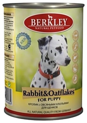 Berkley (0.4 кг) 6 шт. Паштет для щенков. Кролик с овсяными хлопьями