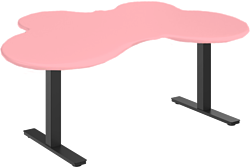 WellDesk двухмоторный, ДСП 28 мм, столешница в форме бабочки (розовый/черный)
