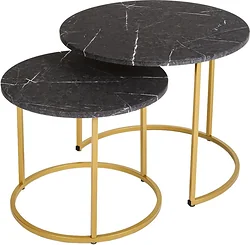 Журнальный столик Мебелик МеталлАрт М001 (черный мрамор/золото)